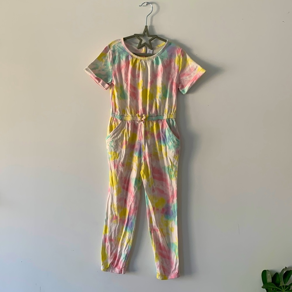 Cozy cotton pastel tie-dye jumpsuit